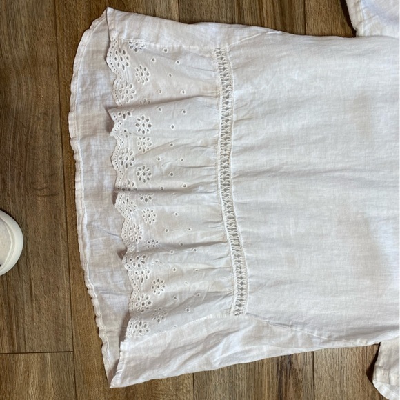 Terzo Millennio White Linen Floral Eyelet Blouse - Picture 2 of 7